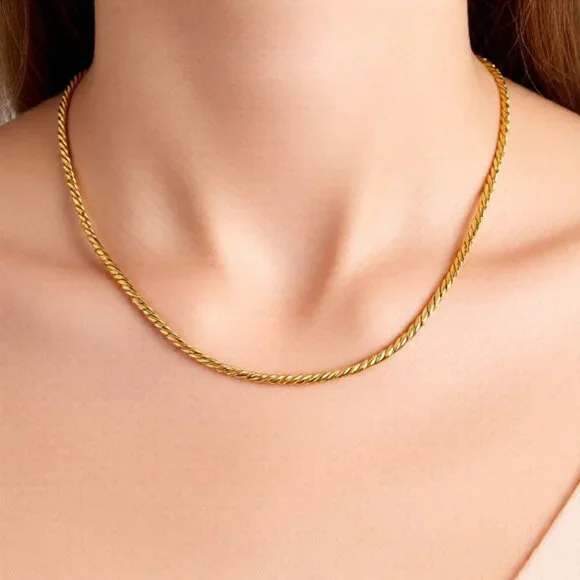 10K Gold Plated 24" Rope Chain Necklace Elegant & Versatile Jewelry - Picture 3 of 7